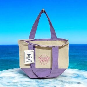 Purple and Cream Canvas Tote Bag